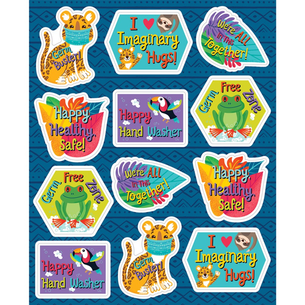 One World Germ Busters Shape Stickers, Pack of 72 - CD-168303 | Carson Dellosa Education | Stickers