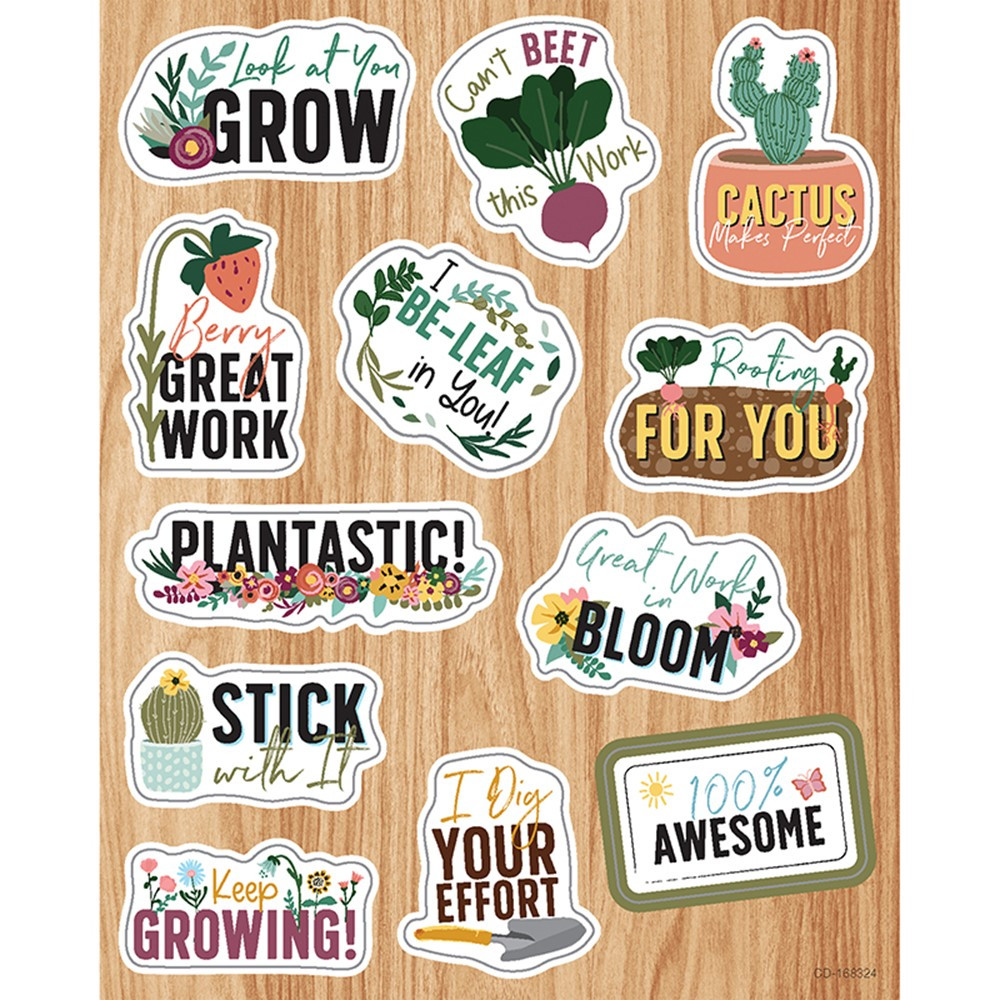 Grow Together Motivators Shape Stickers, Pack of 72 - CD-168324 | Carson Dellosa Education | Stickers