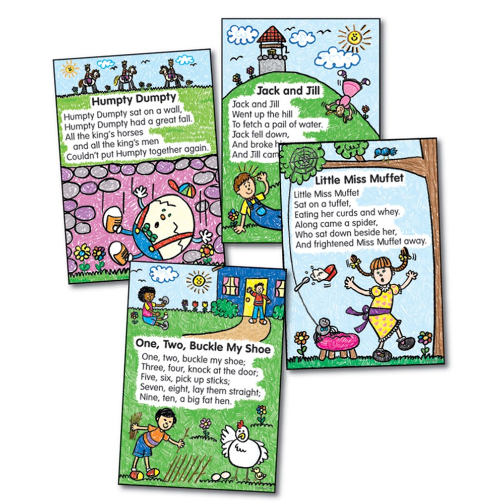 CD-3283 - Bulletin Board Set Nursery Rhymes Kid-Drawn 8 Illustrated Rhymes in Language Arts