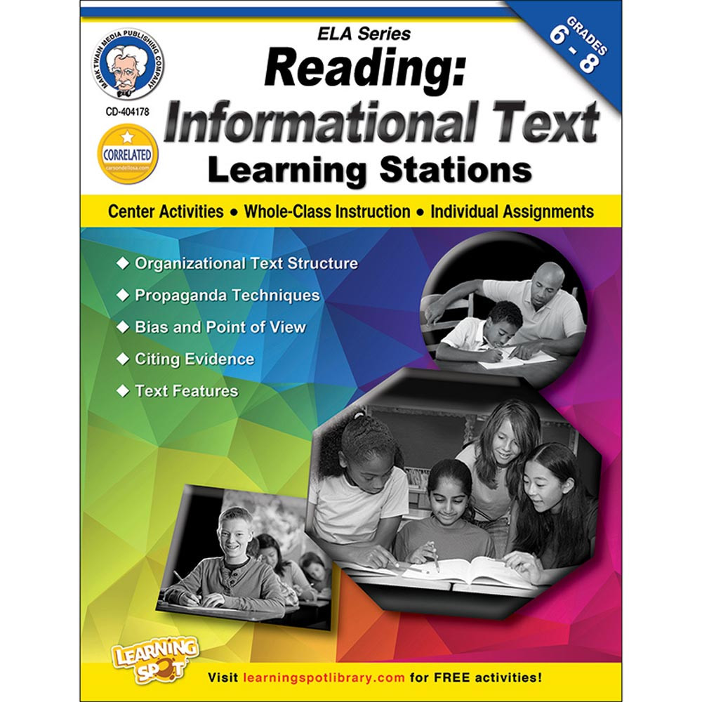 CD-404178 - Reading Informational Text Gr 6-8 Learning Station in Reading Skills