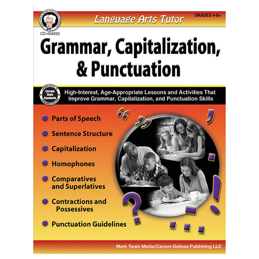 CD-404253　Capitalization,　Language　4-8,　Tutor:　Grammar,　Grade　Paperback　Resource　Punctuation　Education　and　Language　Skills　Carson　Arts　Book,　Dellosa
