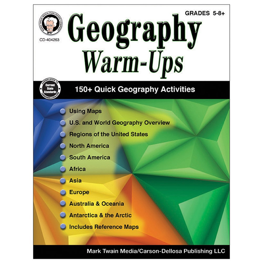 CD-404263 - Geography Warm Ups Book Gr5-8 in Geography