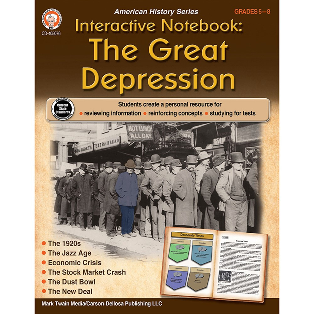 Interactive Notebook: The Great Depression, Grade 5-8 - CD-405076 | Carson Dellosa Education | History
