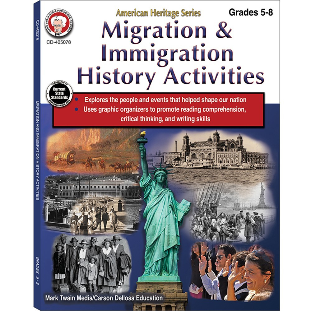 Migration & Immigration History Activities Workbook, Grades 5-8 - CD-405078 | Carson Dellosa Education | History