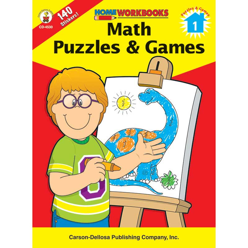 CD-4530 - Math Puzzles & Games Gr 1 Home Workbook in Activity Books