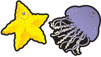 CD-5554 - Colorful Cut-Outs Ocean 36/Pk Animals Assorted Designs in Accents
