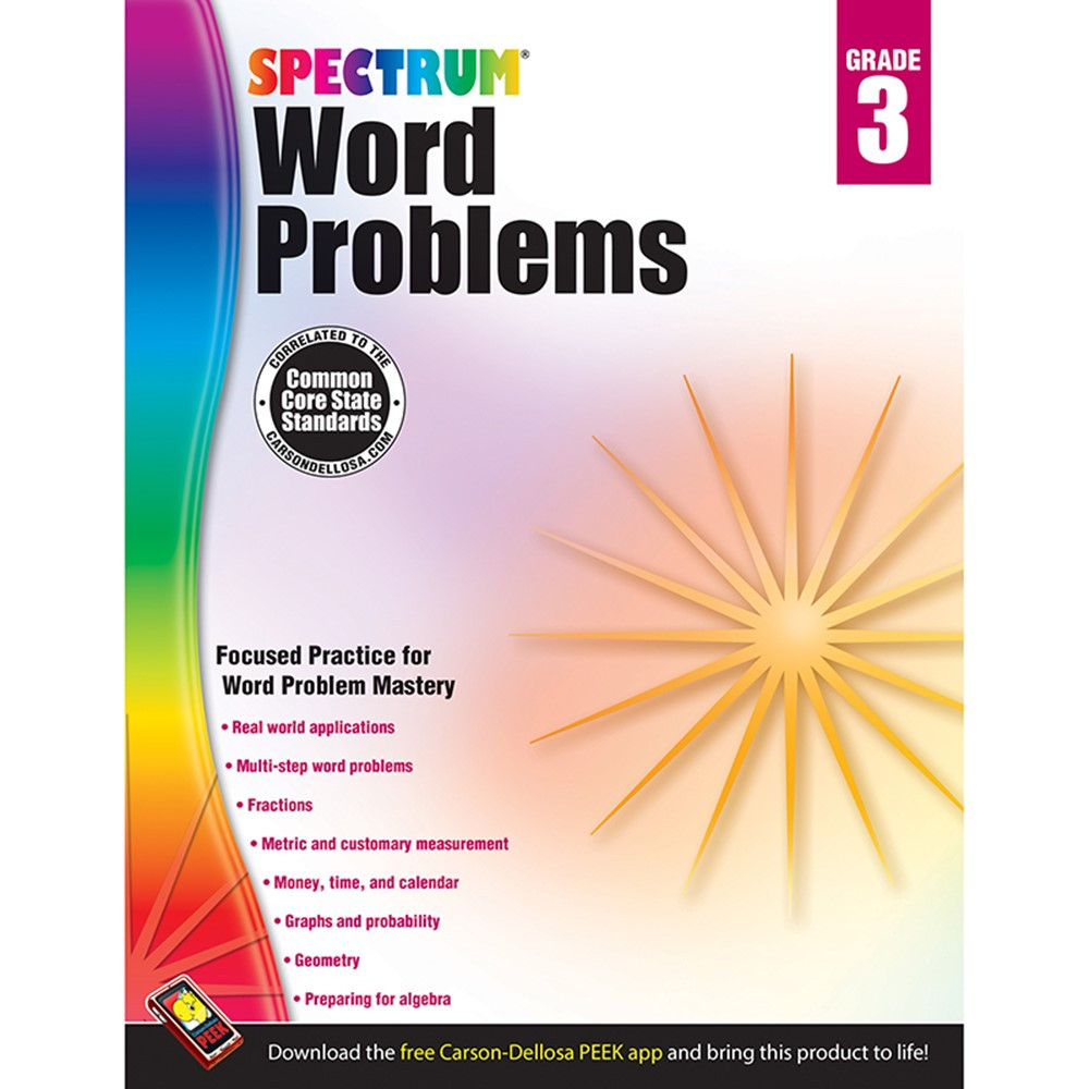 CD-704489 - Spectrum Gr3 Word Problems Workbook in Activity Books