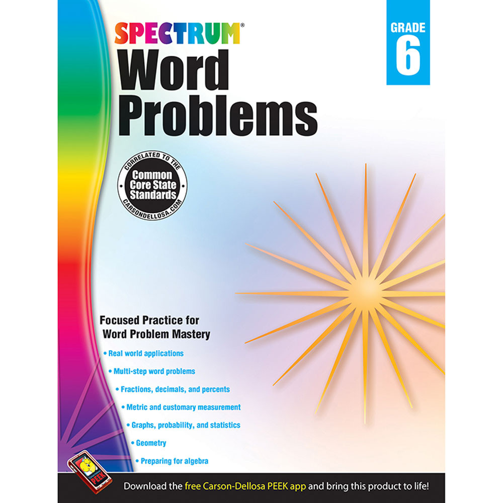 CD-704492 - Spectrum Gr6 Word Problems Workbook in Activity Books