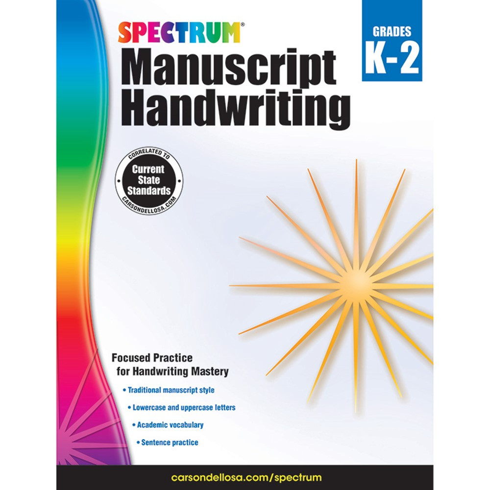 CD-704691 - Spectrum Manuscript Handwriting Gr K-2 in Handwriting Skills