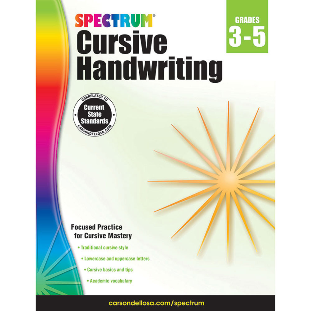 CD-704692 - Spectrum Cursive Handwriting Gr 3-5 in Handwriting Skills