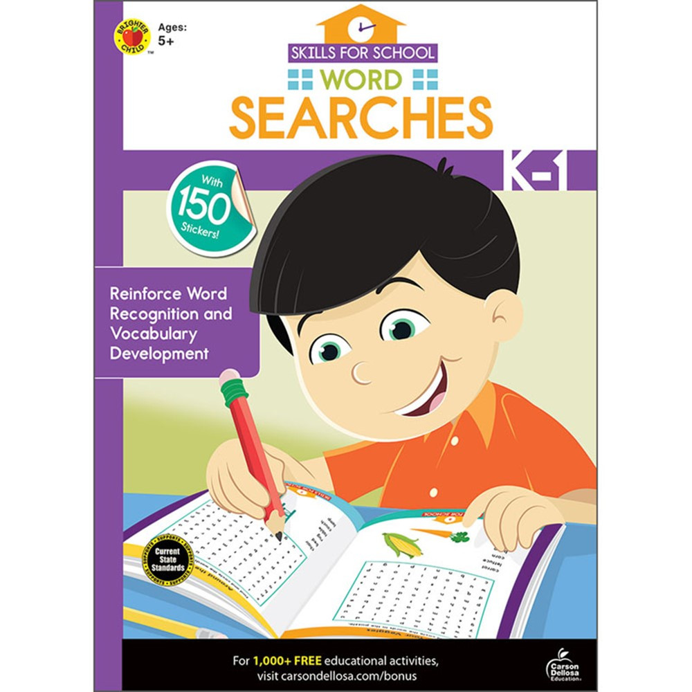 Skills for School Word Searches, Grades K-1 - CD-705317 | Carson Dellosa Education | Skill Builders