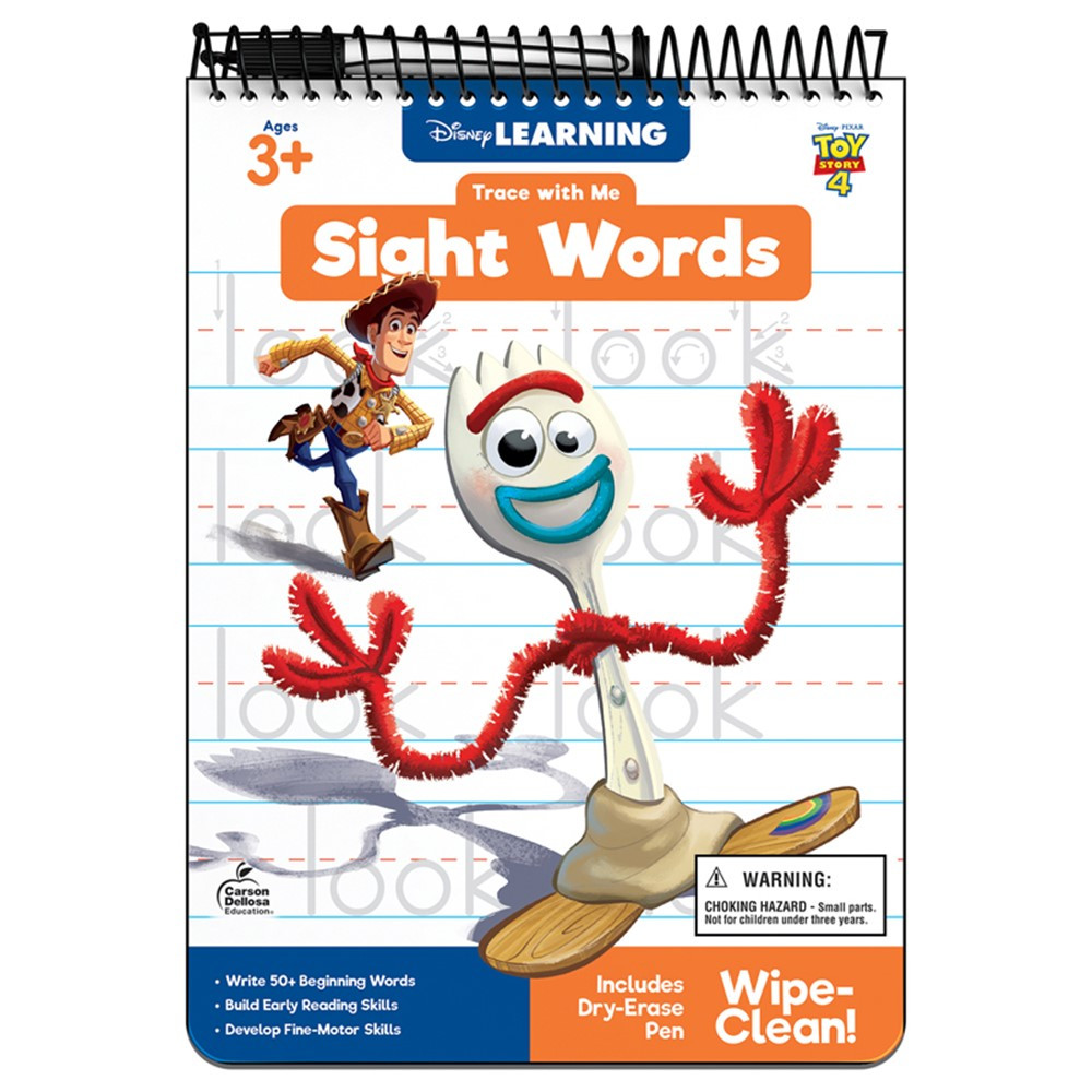 Trace with Me: Toy Story 4 Sight Words Activity Pad, Grade PK-2, Paperback - CD-705384 | Carson Dellosa Education | Handwriting Skills