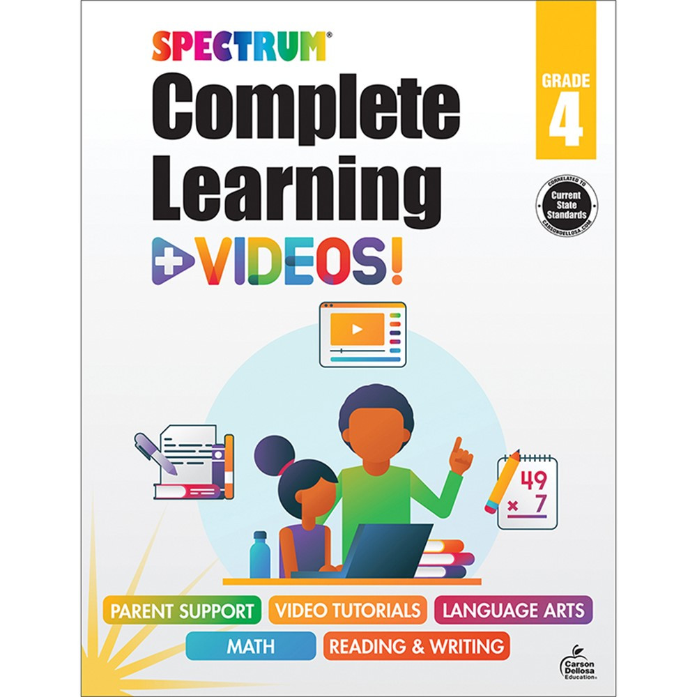 Spectrum Complete Learning + Videos Workbook, Grade 4 - CD-705429 | Carson Dellosa Education | Skill Builders