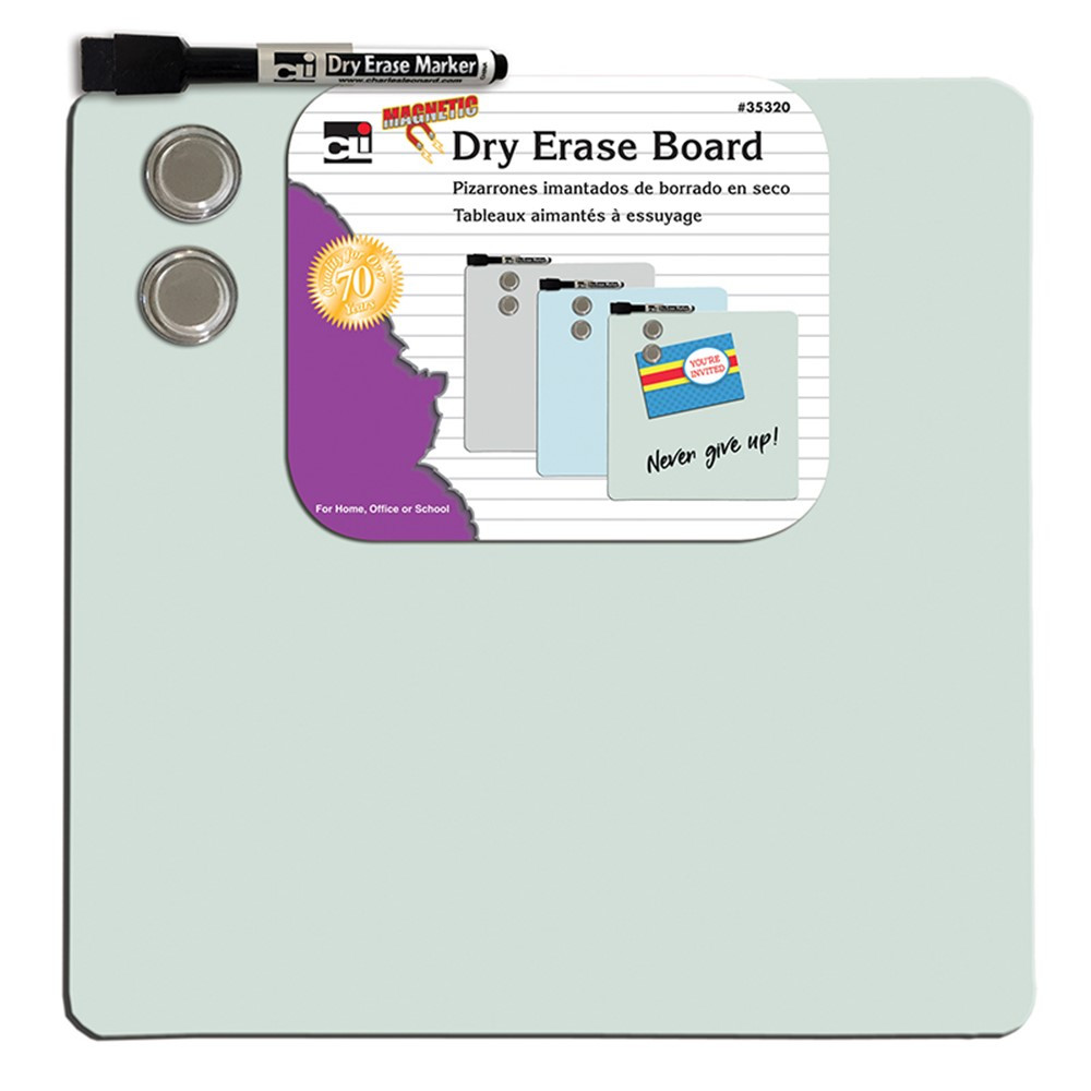 Magnetic Dry Erase Board with Marker & Magnets, Unframed, 11.5" x 11.5", Pack of 6 - CHL35320ST | Charles Leonard | Dry Erase Boards
