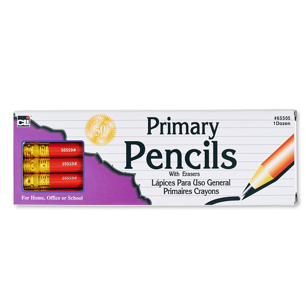 CHL65505 - Pencil Primary Red W/Eraser in Pencils & Accessories