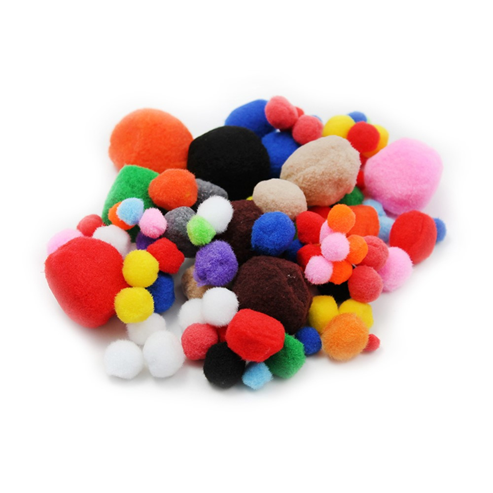 CHL69310 - Pom Poms Asst Sizes & Colors 100Ct in Craft Puffs