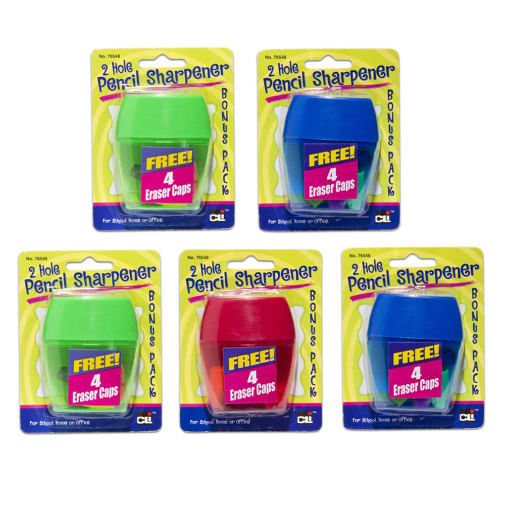 3 Hole Pencil Sharpener w/catcher, Assorted Colors - CHL76548ST | Charles Leonard | Pencils & Accessories