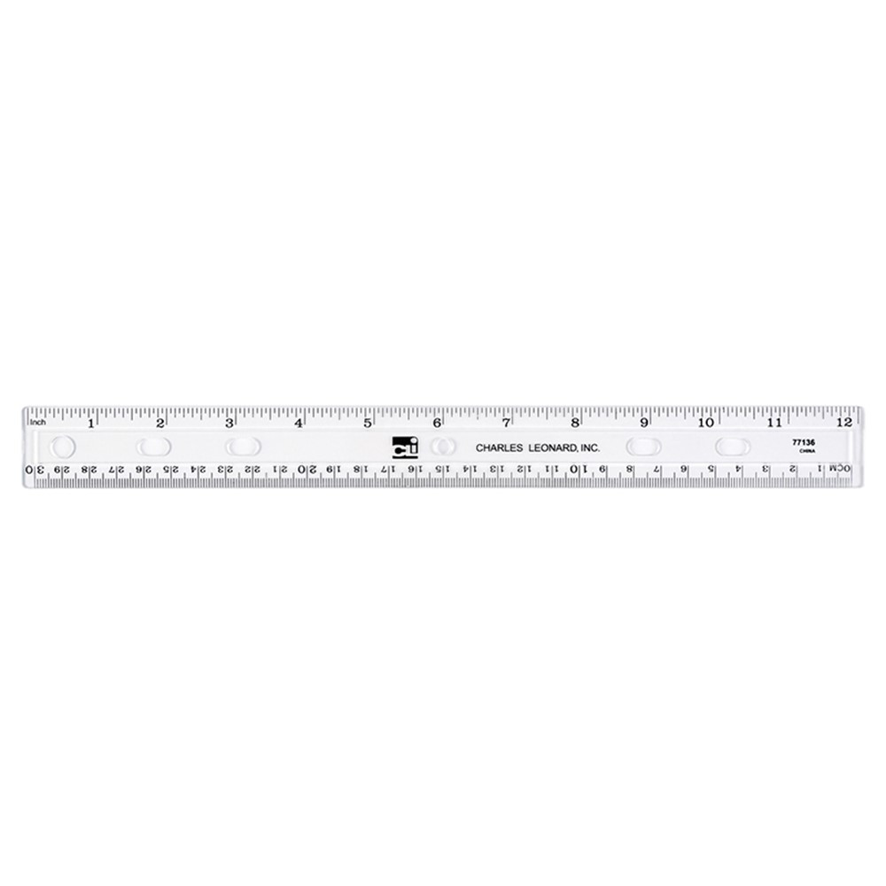 Plastic Ruler, Double Bevel, 12 Inches, Clear - CHL77136