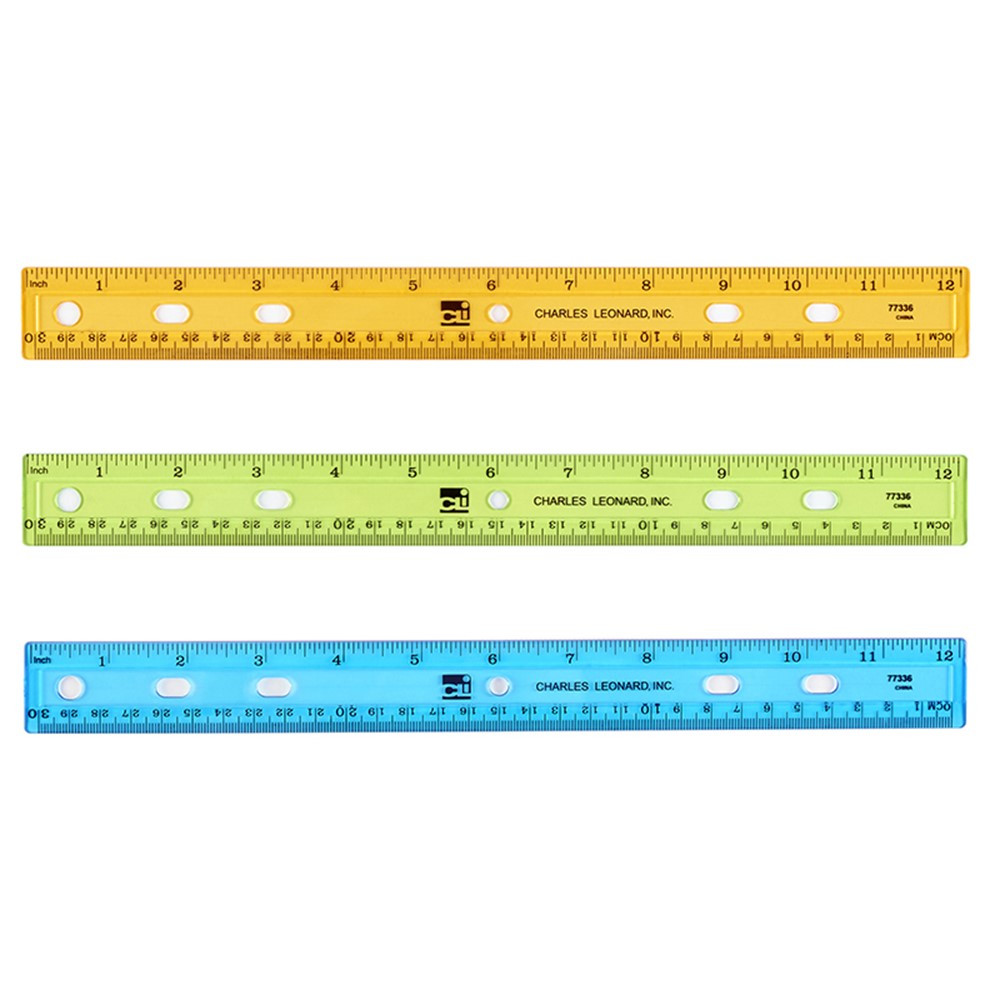 Translucent 12 Plastic Ruler, Assorted Colors - CHL77336, Charles Leonard