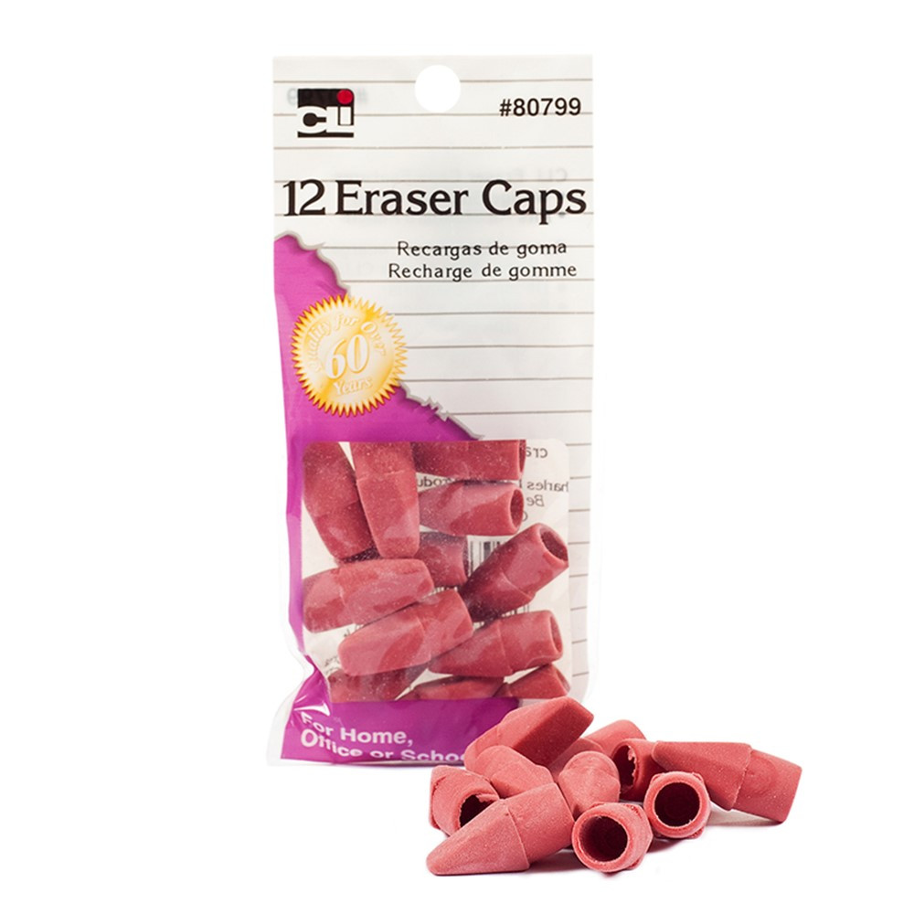 CHL80799 - Pink Eraser Caps 12/Bg in Erasers