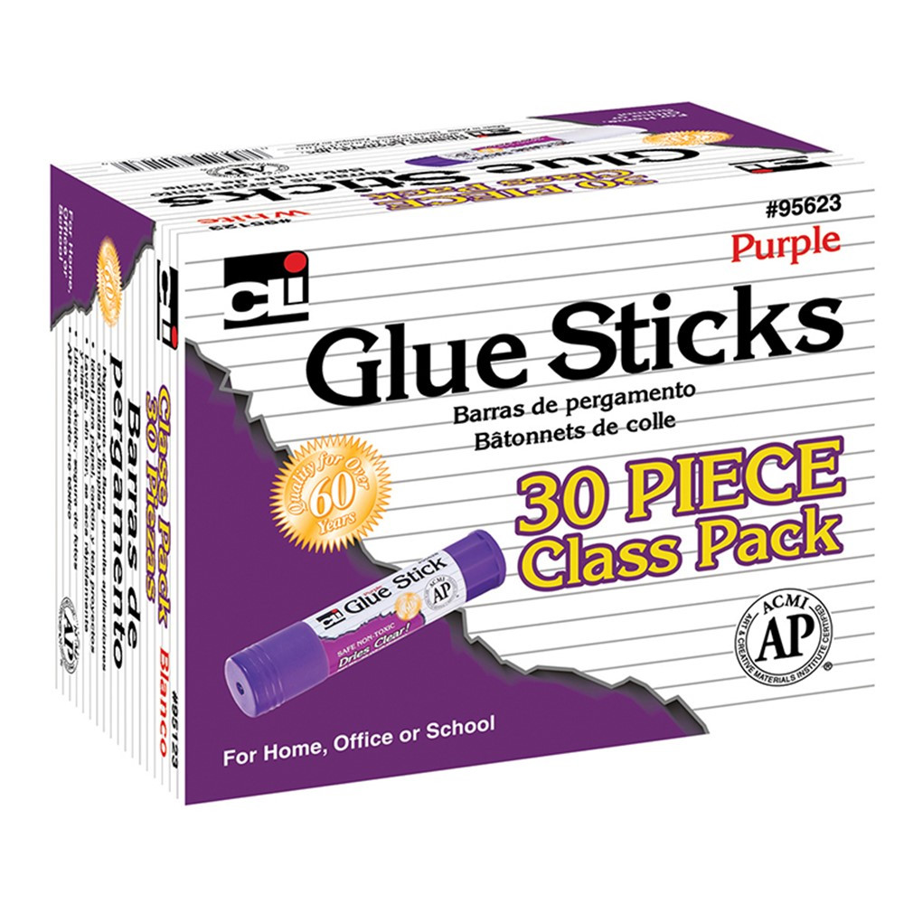 CHL95623 - 30 Pk Purple Glue Sticks in Glue/adhesives
