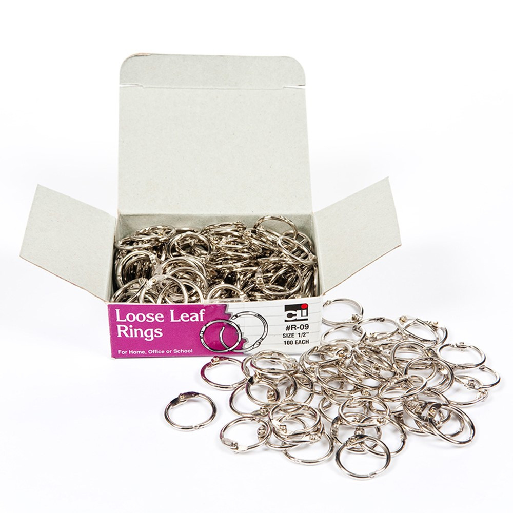 100-Pack Clipco Book Rings Medium 1.5-Inch Nickel Plated 