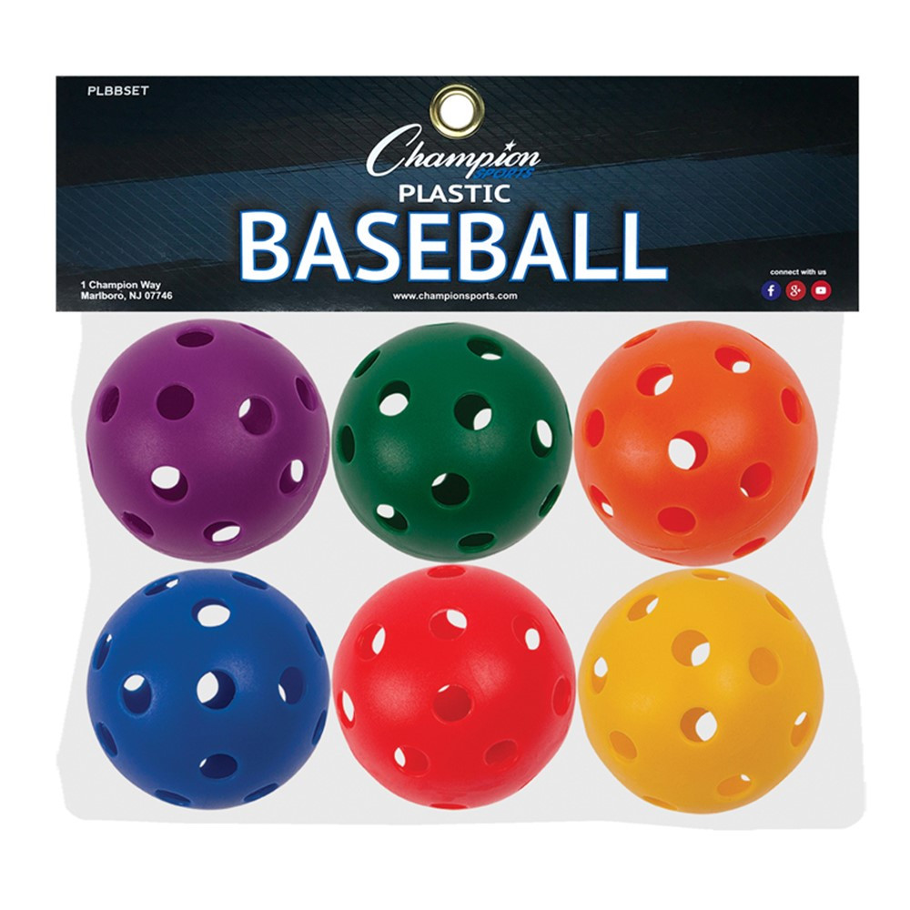 Plastic Baseballs, Set of 6 - CHSPLBBSET | Champion Sports | Balls
