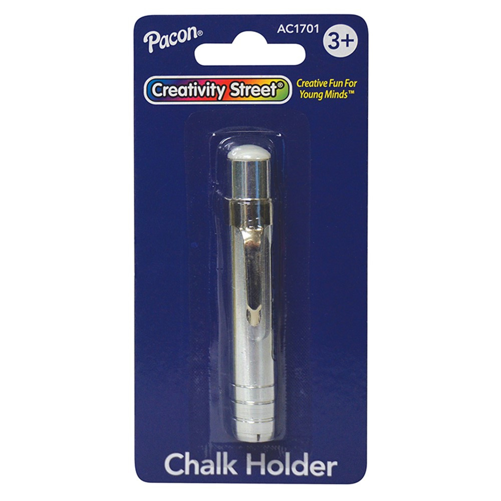 Charles Leonard Pen Style Aluminum Chalk Holder with Chalk, Silver (74541)