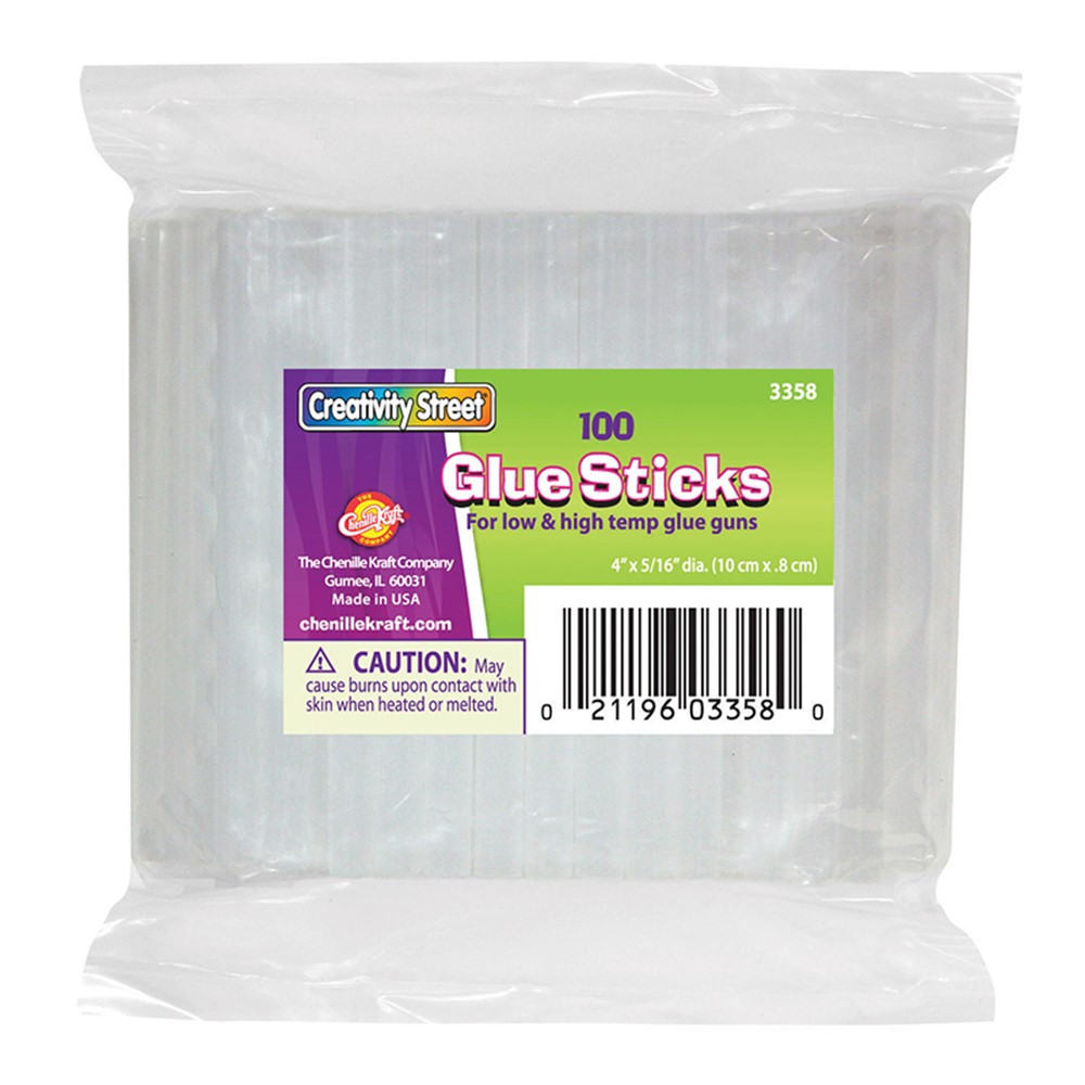 Hot Glue Sticks Classroom Pack, Clear, 4 x 0.27, 100 Pieces - CK-3358, Dixon Ticonderoga Co - Pacon