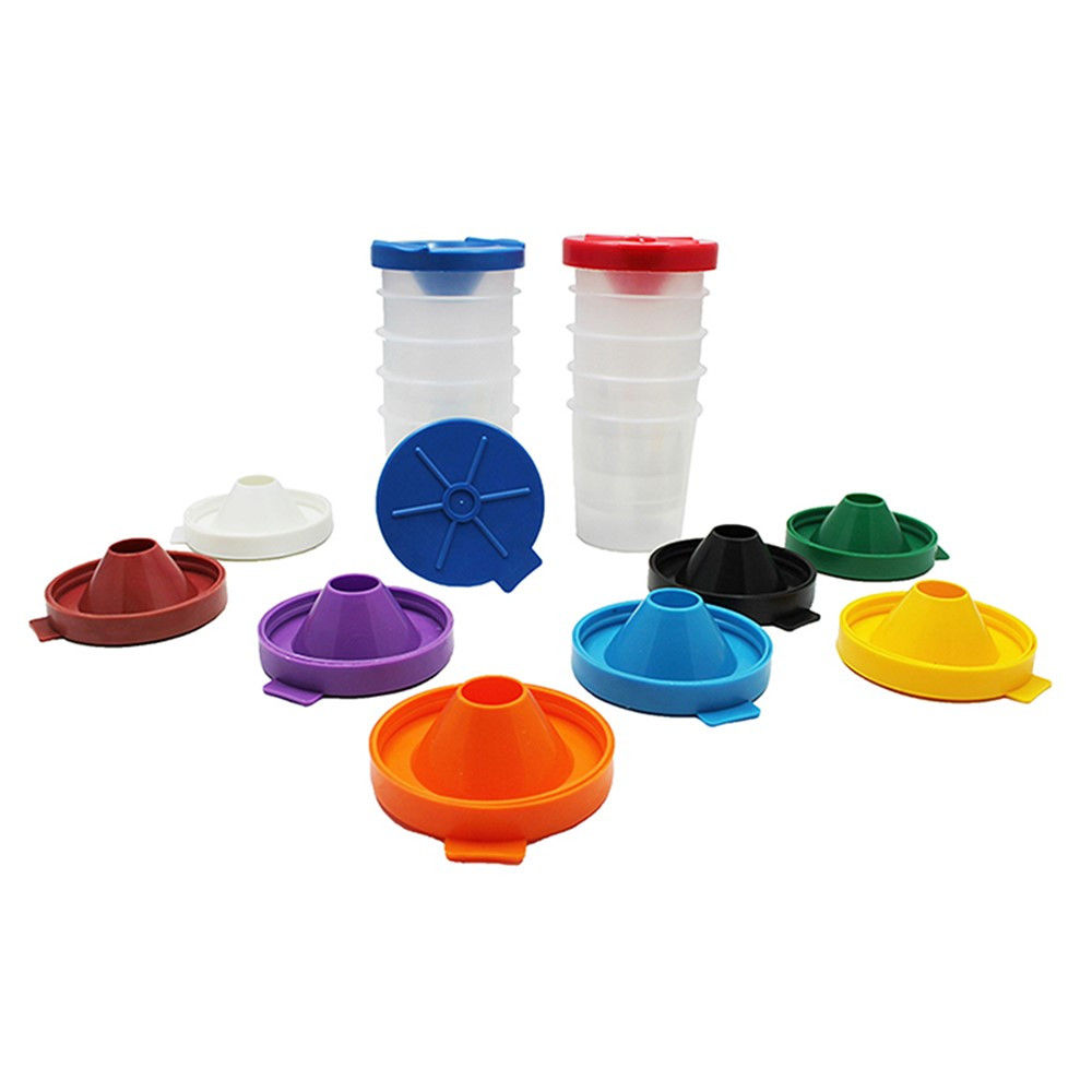 No-Spill Round Paint Cups with Colored Lids, 3 Dia., 10 Cups - CK-5100, Dixon Ticonderoga Co - Pacon