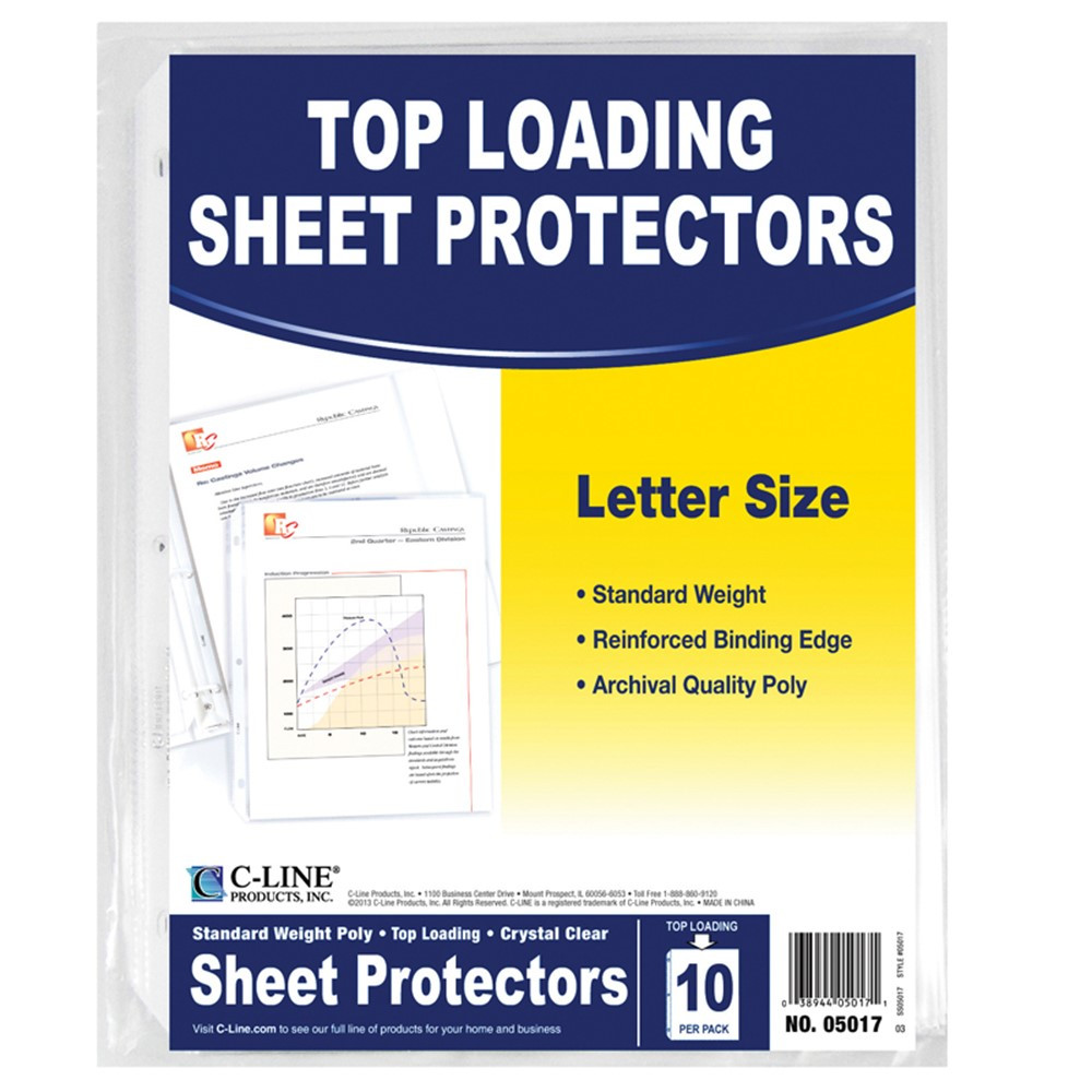 CLI05017 - C Line Crystal Clear 10Pk Standard Weight Sheet Protectors in Sheet Protectors