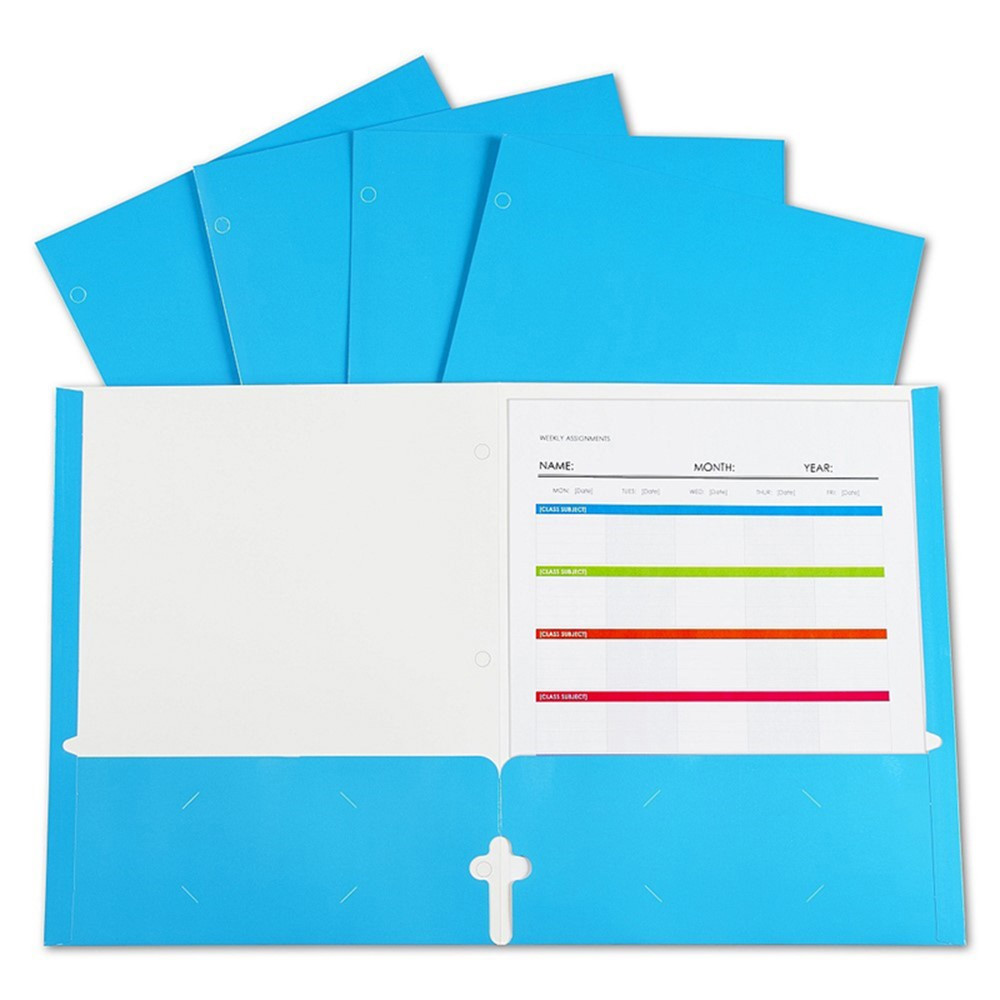 2-Pocket Laminated Paper Portfolios with 3-Hole Punch, Blue, Box of 25 - CLI06315 | C-Line Products Inc | Folders