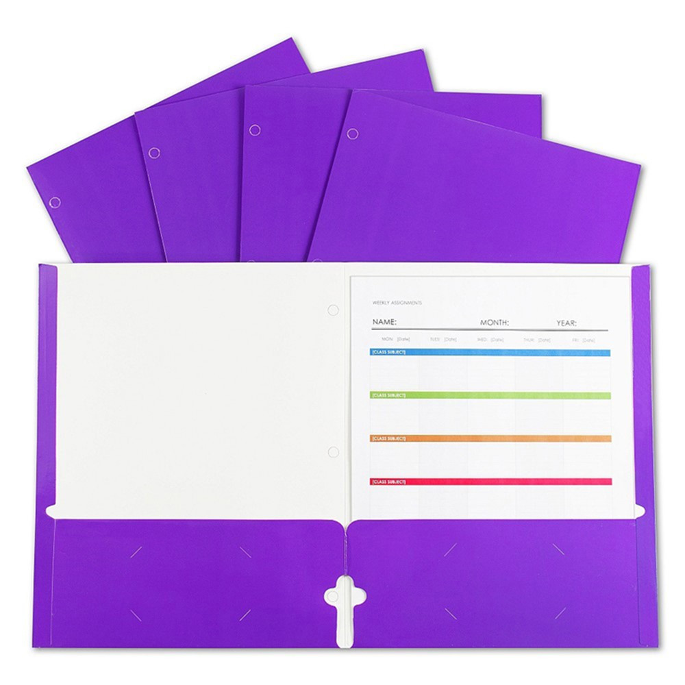 2-Pocket Laminated Paper Portfolios with 3-Hole Punch, Purple, Box of 25 - CLI06319 | C-Line Products Inc | Folders