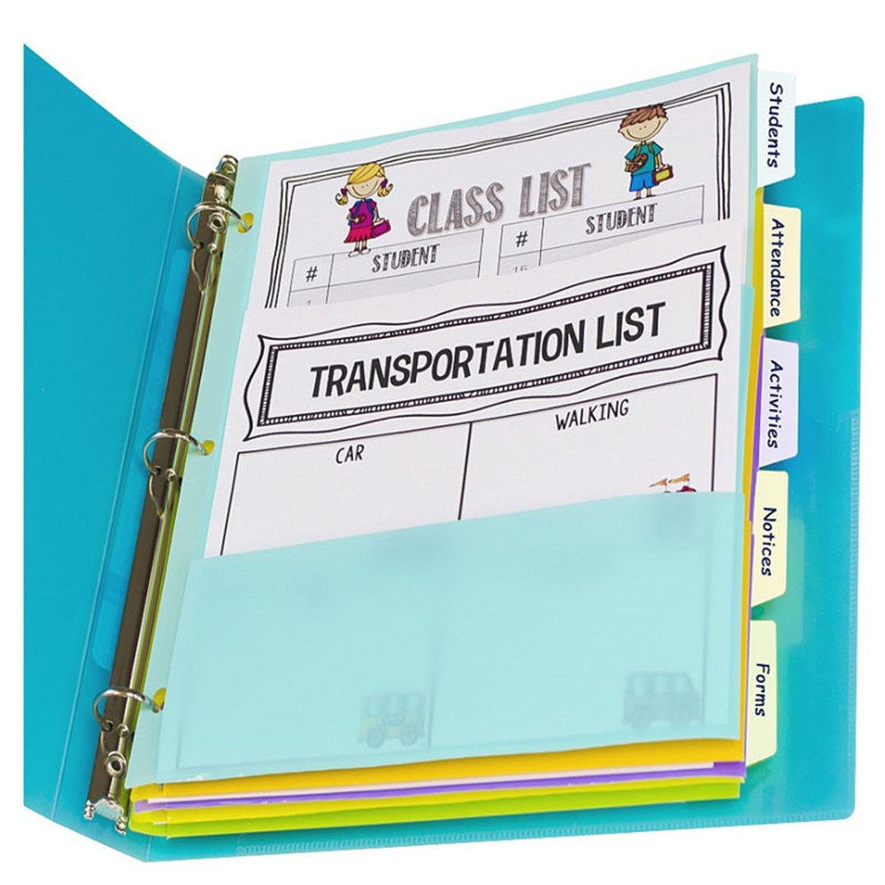 5-Tab Index Dividers with Multi-Pockets, Bright Color Assortment, 8-1/2 x 11 - CLI07650 | C-Line Products Inc | Dividers
