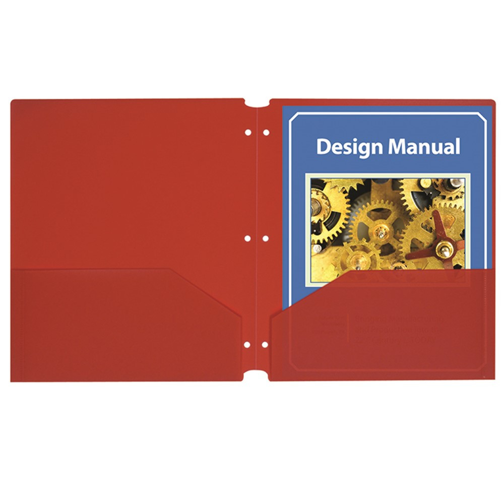Two-Pocket Poly Portfolios with Three-Hole Punch, Red, Box of 25 - CLI32934 | C-Line Products Inc | Folders