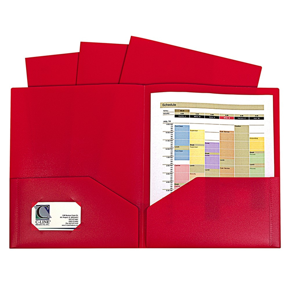 CLI32954 - Red Two Pocket Poly Portfolios Without Prongs Pack Of 10 in Folders