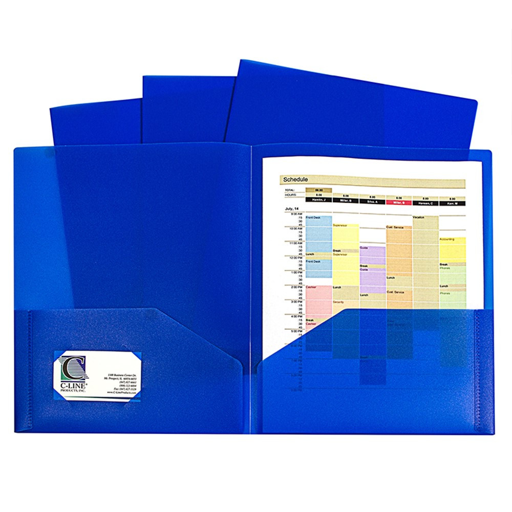 CLI32955 - Blue Two Pocket Poly Portfolios Without Prongs Pack Of 10 in Folders