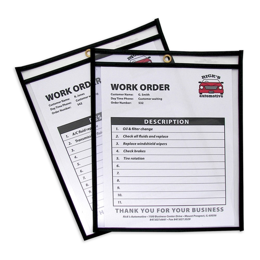 Shop Ticket Holders, Stitched, Both Sides Clear, 8 1/2" x 11", Box of 25 - CLI46911 | C-Line Products Inc | Accessories