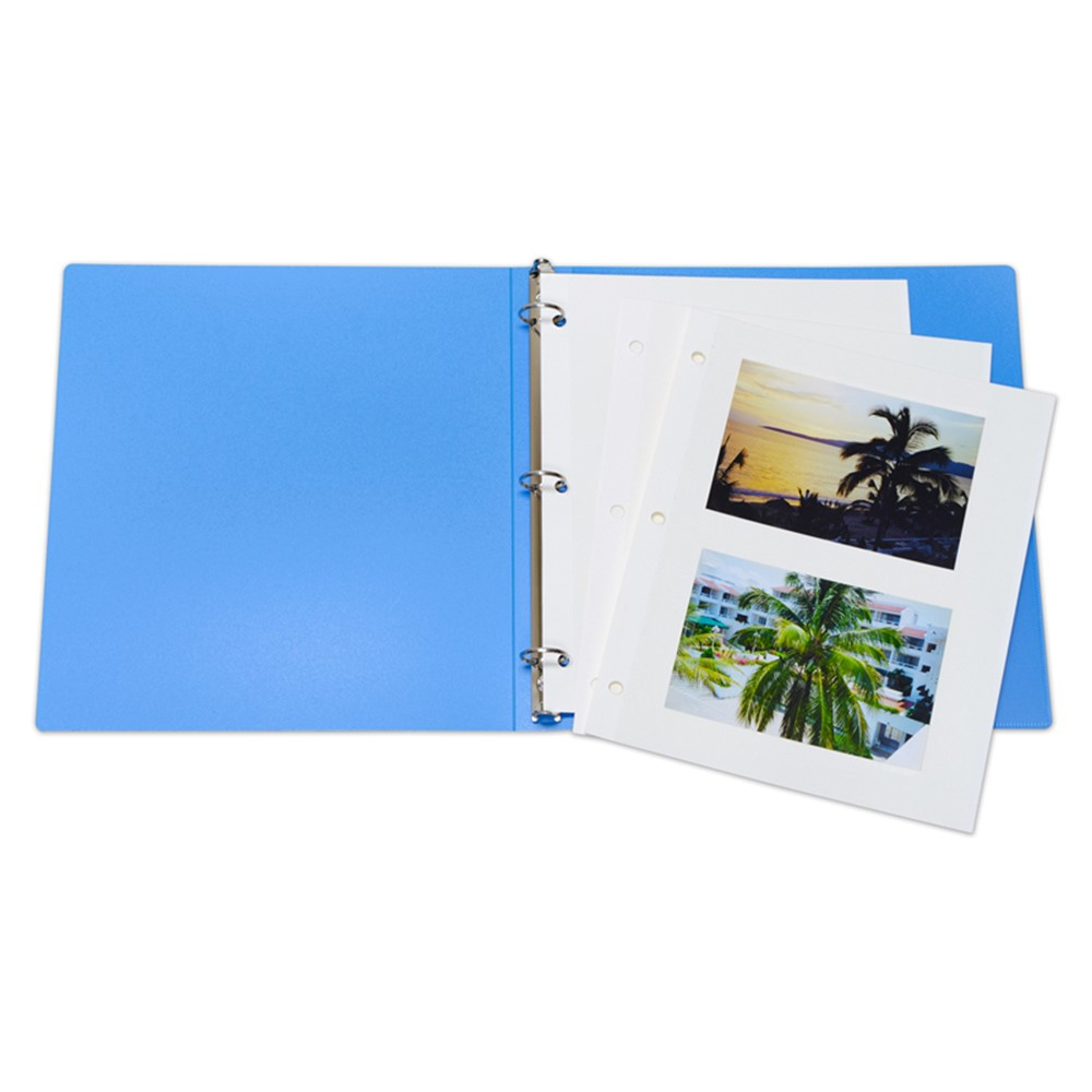 Redi-Mount Ring Binder Photo Mounting Sheets, Clear Overlay, White Page, 11" x 9", Box of 50 - CLI85050 | C-Line Products Inc | Sheet Protectors