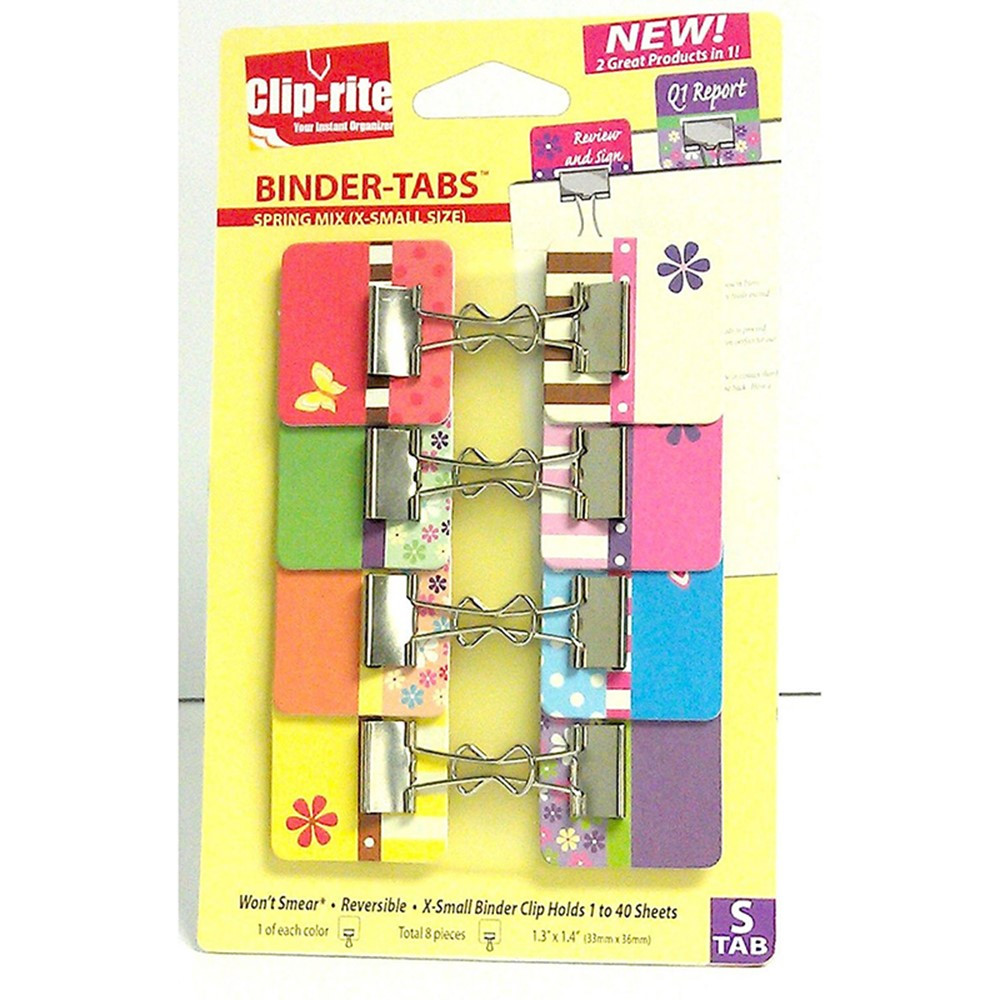 CRT052 - Binder Tabs 8Pk Spring Collection With X Small Clips in Clips