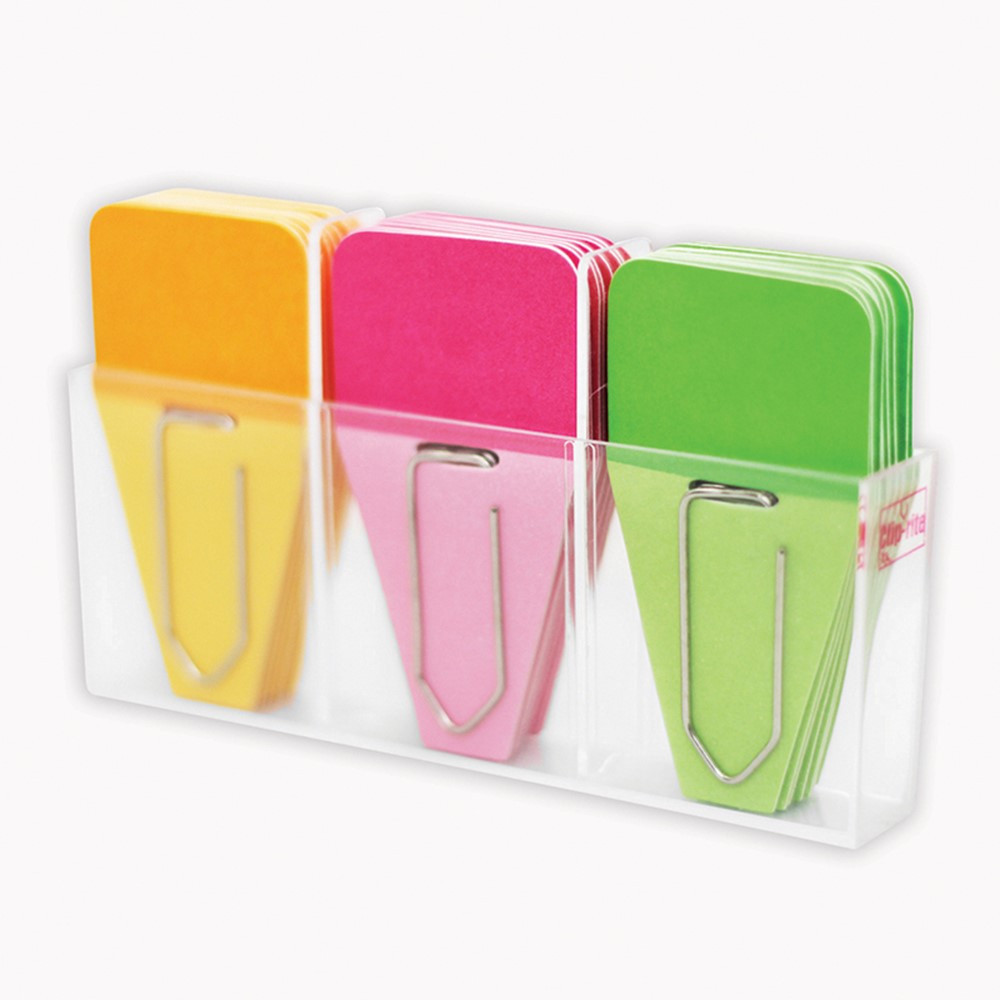 CRT109 - Solid Clip Tabs 24Pk Pink Green Orange in Clips