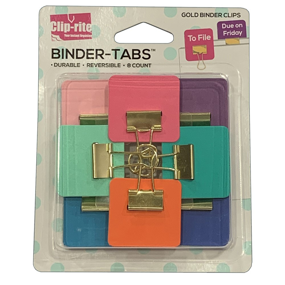 Binder Tabs, Assorted Gold Plated, Pack of 8 - CRT111 | Clip-Rite, Inc. | Clips