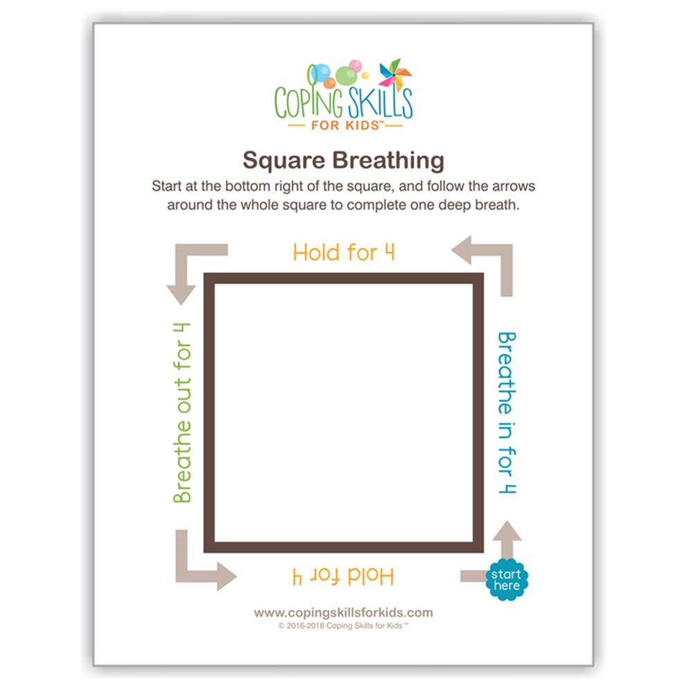 Square Deep Breathing Poster, 11 x 17" - CSKOPSQ11 | Coping Skills For Kids | Classroom Theme"