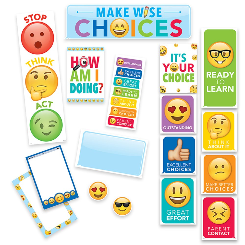 CTP0596 - Emoji Fun Behavior Chart Mini Bulletin Board Set in General