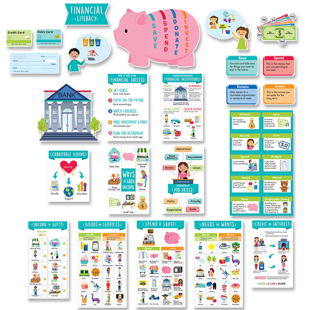 Financial Literacy for Kids Bulletin Board Set - CTP10178 | Creative Teaching Press | Math