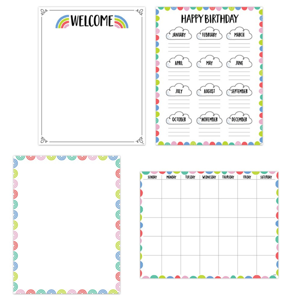 Rainbow Doodles Classroom Essentials 4-Chart Pack - CTP10444 | Creative Teaching Press | Classroom Theme