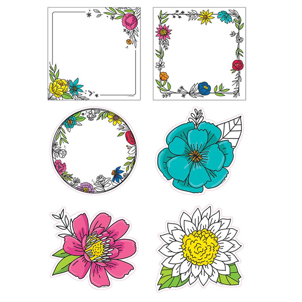 Bright Blooms Doodly Blooms 6" Designer Cut-Outs, Pack of 36 - CTP10680 | Creative Teaching Press