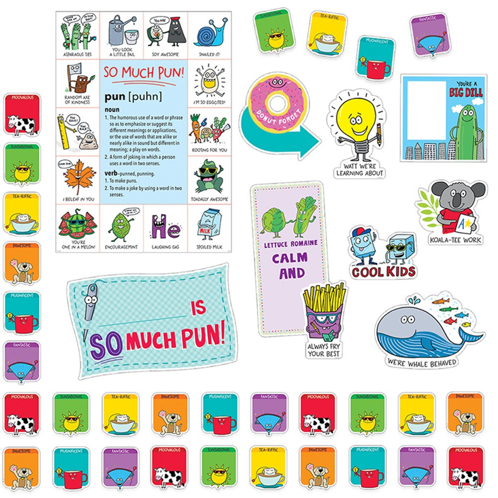 CTP3105 - So Much Pun Bulletin Board Set in Classroom Theme