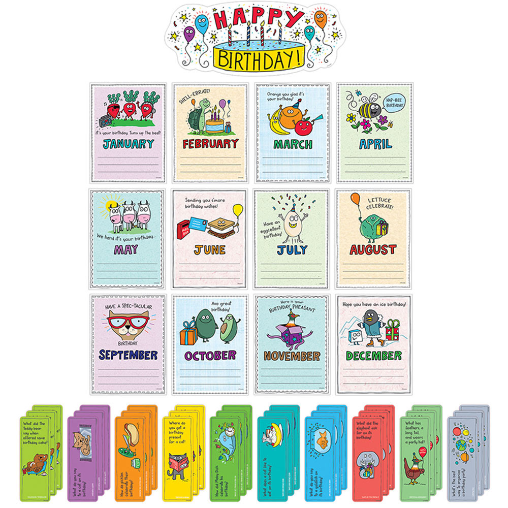 CTP3107 - So Much Pun Happy Birthday Bulletin Board Set in Holiday/seasonal