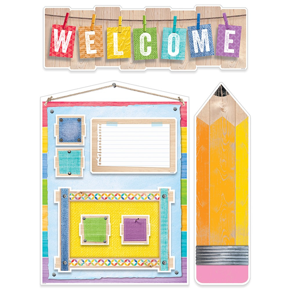 CTP7054 - Welcome Bulletin Board Set Upcycle Style in Miscellaneous